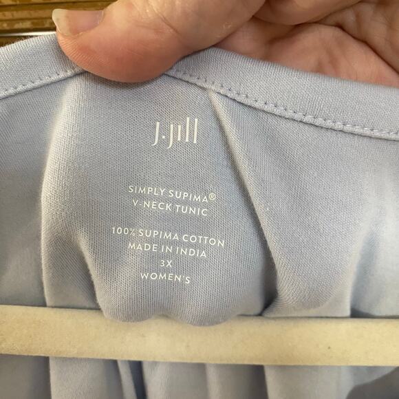 J.Jill Simply Supima V-Neck Tunic Hydrangea Blue 3X NWT minimalist long sleeve - Picture 5 of 8